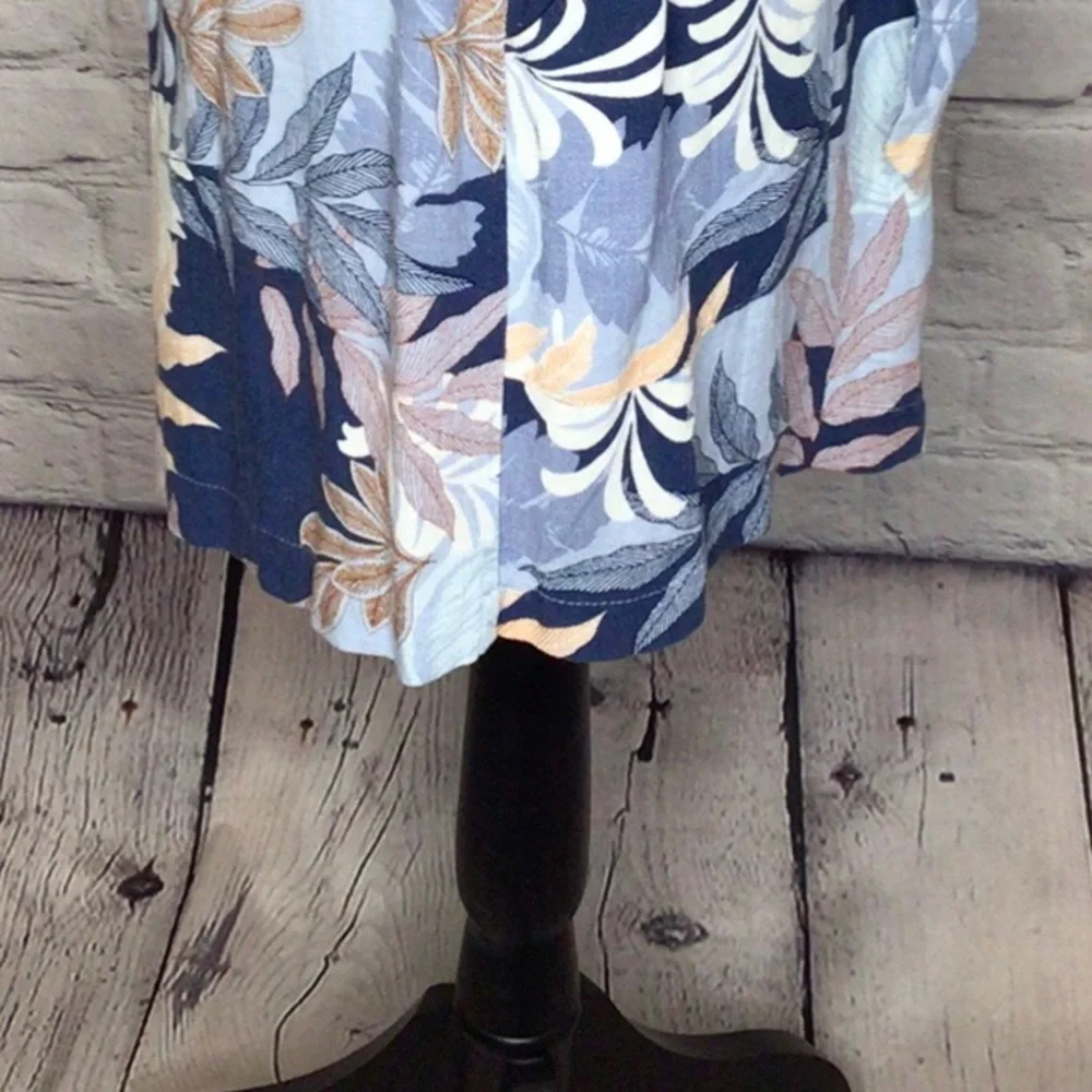 Aeropostale Blue Tan Leaf Print Paperbag Belted Skirt Small